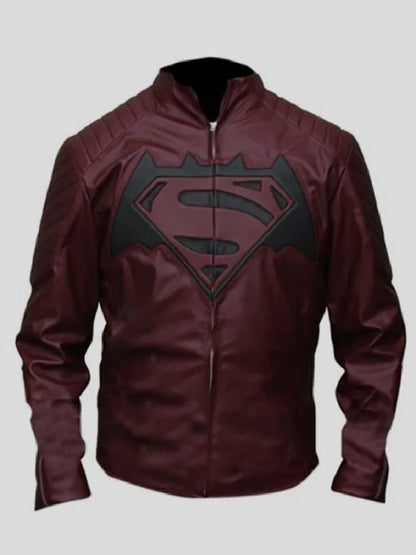 Batman vs Superman Dawn of Justice maroon leather jacket for men