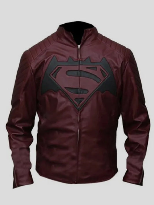 Batman vs Superman Dawn of Justice maroon leather jacket for men