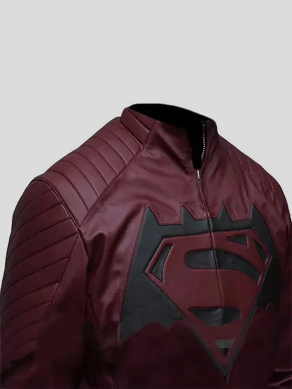 Batman vs Superman Dawn of Justice maroon leather jacket for men