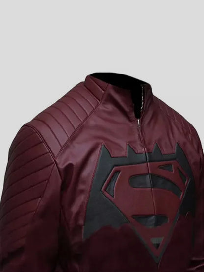 Batman vs Superman Dawn of Justice maroon leather jacket for men