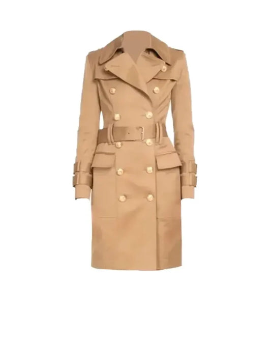 Beige Tan Camel Belted Trench Coat