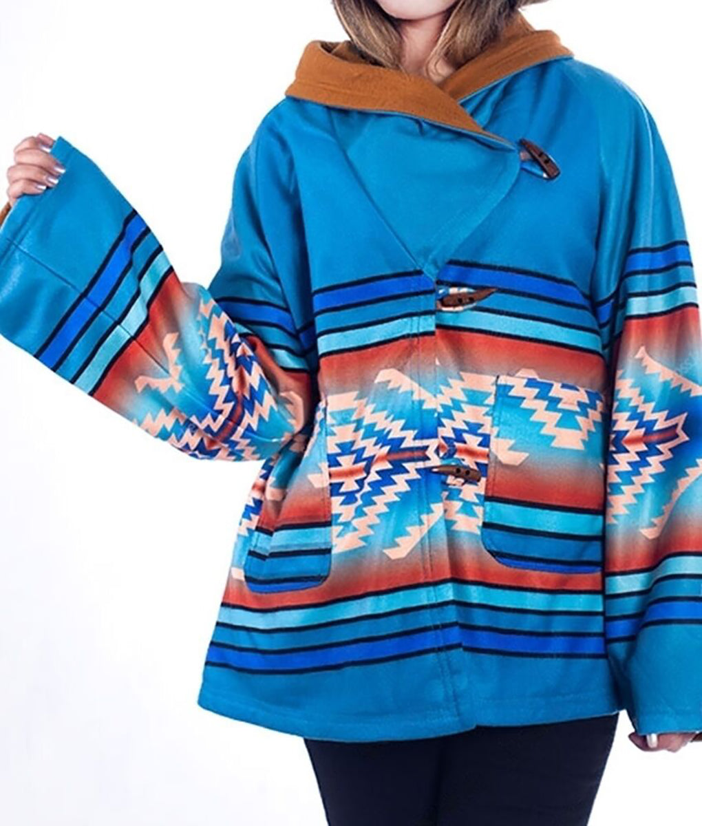 Beth Dutton Blue Poncho Coat - Yellowstone Kelly Reilly Hooded Style