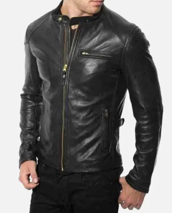 Halloween Black Wings Printed Black Leather Jacket