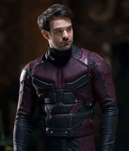 Charlie Cox Daredevil Maroon Leather Jacket