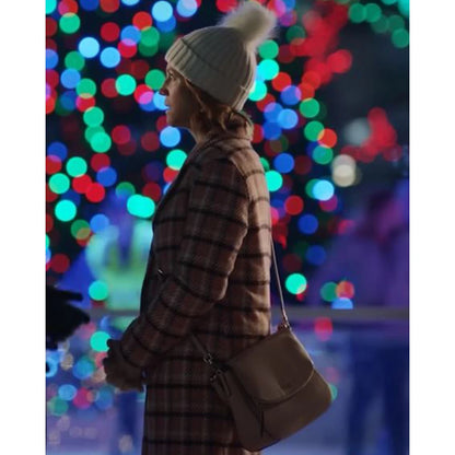 Women’s Jesse plaid trench coat with belted waist – Christmas wool coat