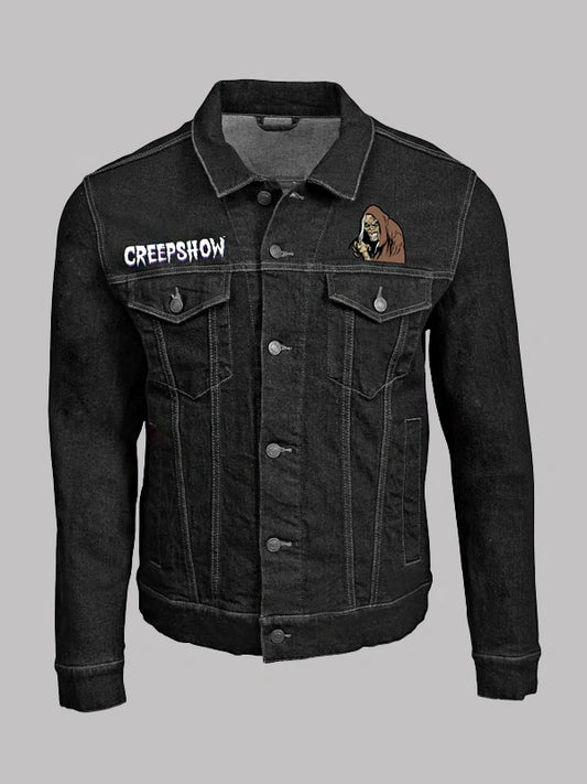 Creepshow Halloween black denim jacket for men horror costume outfit