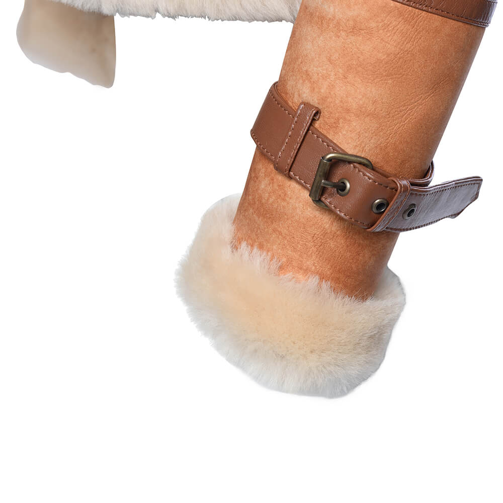 Kristy Vintage Cognac Women’s Cropped Shearling Bomber Jacket