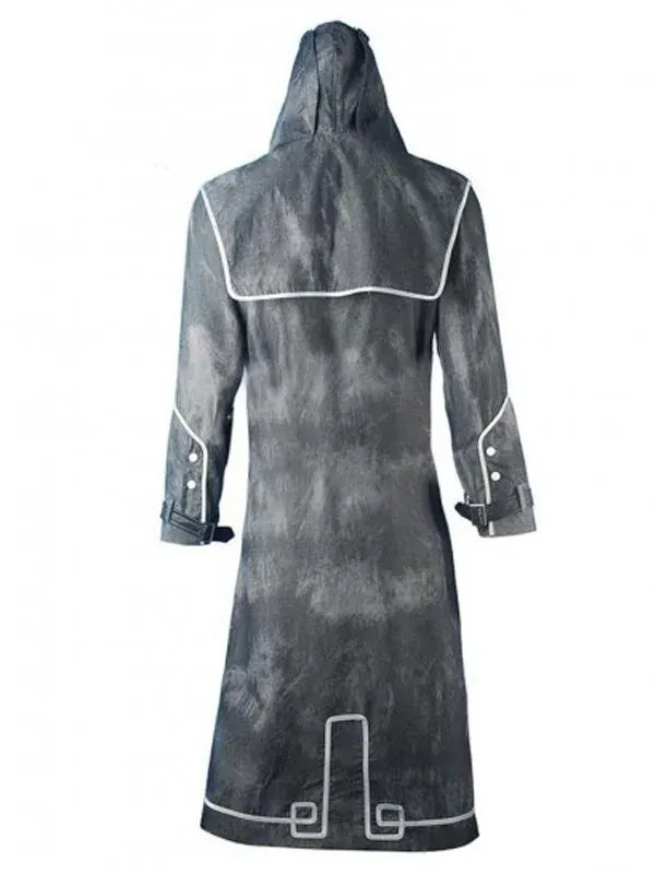 back dishonored Corvo Attano Black Leather Hooded Coat