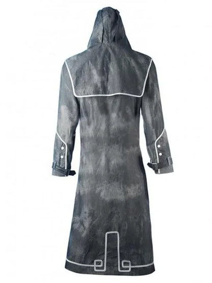 back dishonored Corvo Attano Black Leather Hooded Coat