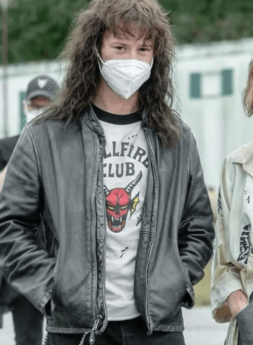 Eddie Munson Stranger Things Season 4 Hellfire denim and leather jacket