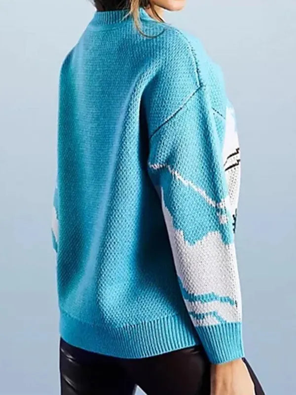 Women’s Sierra Belmont blue ski sweater – Christmas wool knit