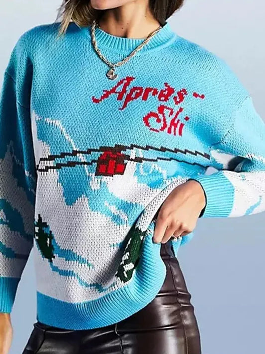 Women’s Sierra Belmont blue ski sweater – Christmas wool knit