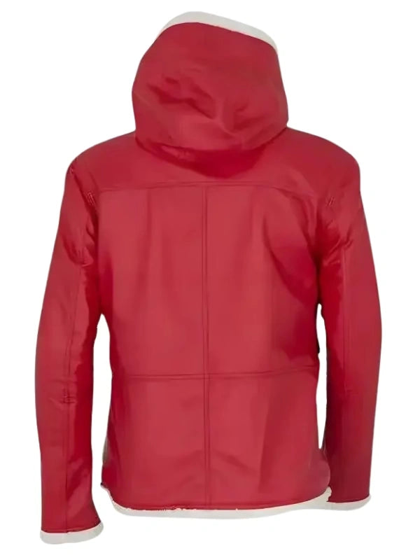 Men’s Festive Red Snow Top Fur Jacket