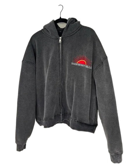 cropped raspberry hills hoodie blue streetwear zip up outfit
