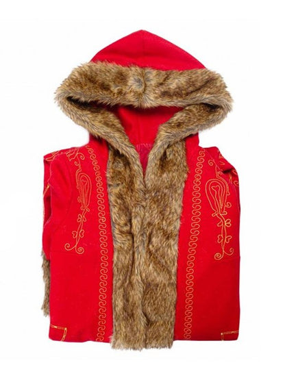 Mrs. Claus Red Long Coat inspired by Goldie Hawn in The Christmas Chronicles 2 – wool blend with fur trim and gold embroidery