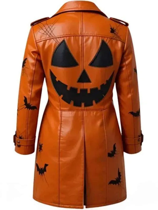 Shop Halloween Spooky Leather Trench Coat