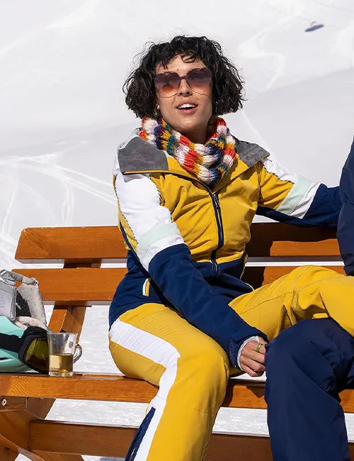 “Hayley Yellow Parachute Jacket inspired by Your Christmas or Mine – Shearling-lined bright yellow winter outerwear for women”