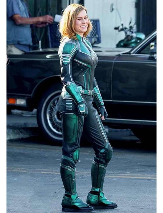 Captain Marvel Brie Larsons Costume Leather Jacket