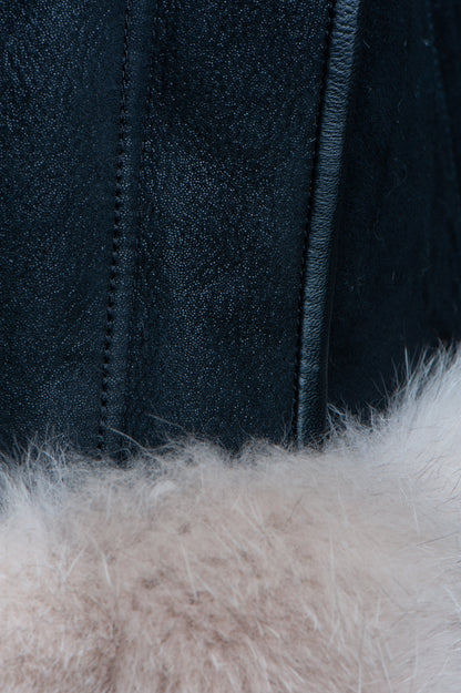 Cecily’s Black Shearling Jacket with Fox Fur Trim and Merino Wool
