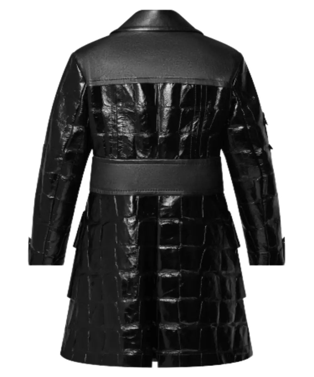 Mixed Stud Button Leather Coat