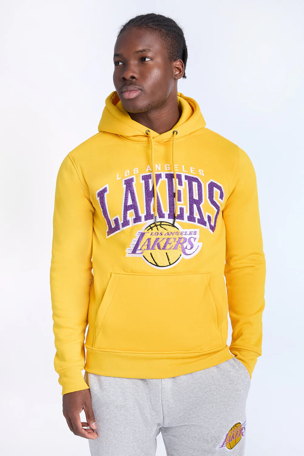 yellow lakers zip up hoodie nba fan gear streetwear outfit
