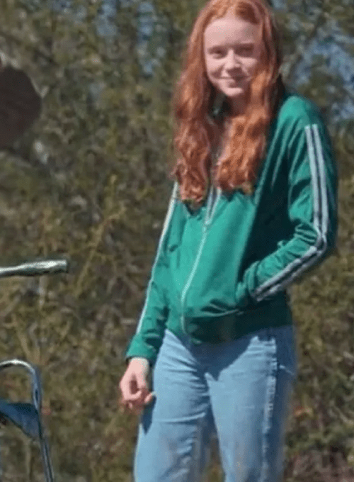 Max Mayfield green tracksuit Stranger Things retro 80s outfit style