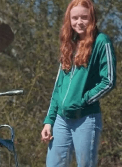 Max Mayfield green tracksuit Stranger Things retro 80s outfit style