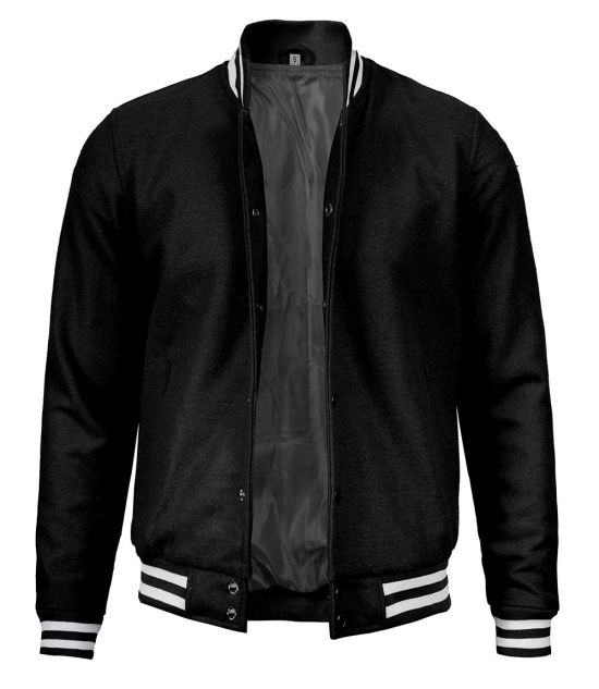 Mens Plain Black Varsity Jacket