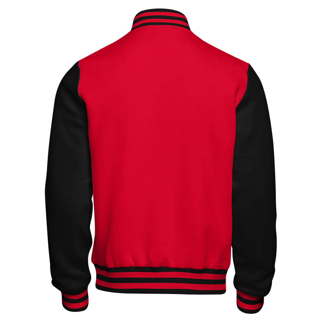 Casual Red and Black Varsity Jacket
