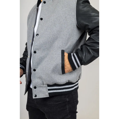Men’s Grey Varsity Bomber Jacket