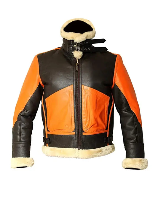 Mens B3 Shearling Sheepskin Orange Jacket