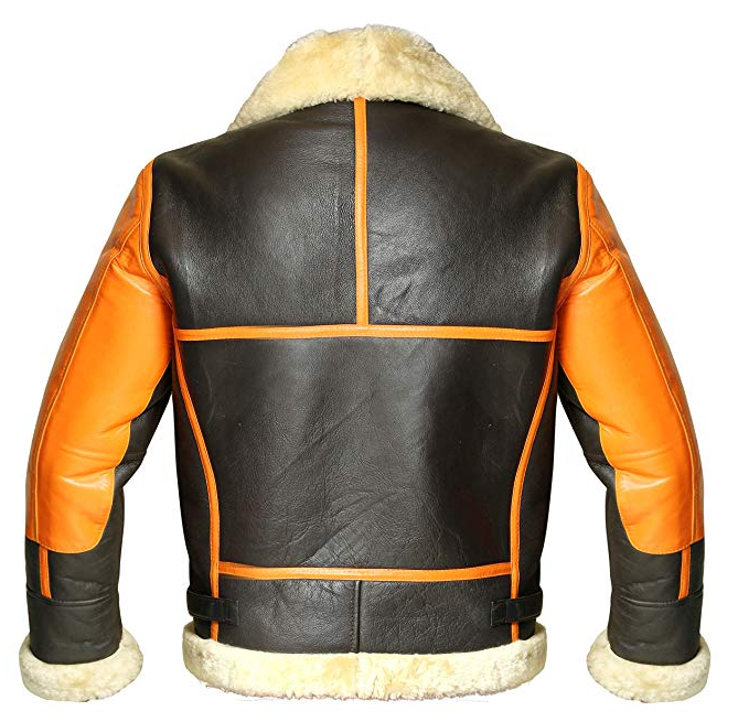 Mens B3 Shearling Sheepskin Orange Jacket