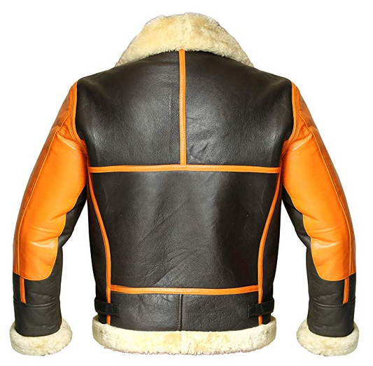 Mens B3 Shearling Sheepskin Orange Jacket