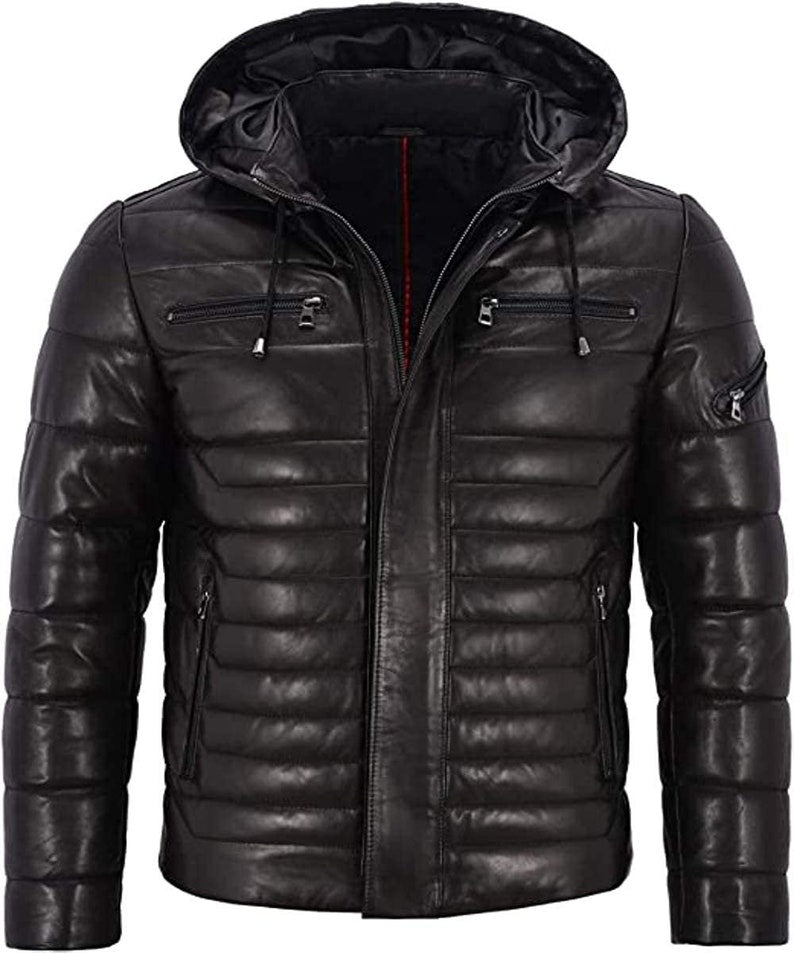 Men’s Black Puffer Hooded Jacket
