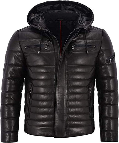 Men’s Black Puffer Hooded Jacket