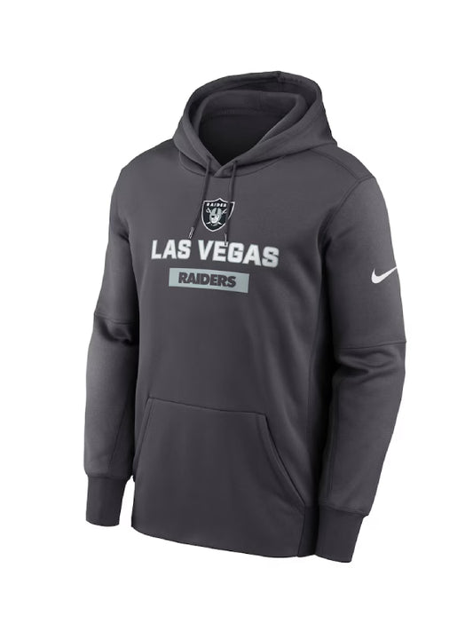 Men's Las Vegas Raiders Nike Anthracite Performance Pullover Hoodie - Black