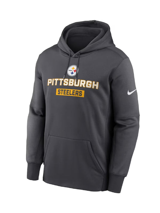 Men's Pittsburgh Steelers Nike Anthracite Performance Pullover Hoodie - Black