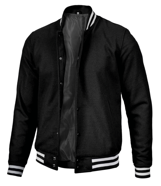 Mens Plain Black Varsity Jacket