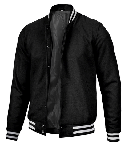 Mens Plain Black Varsity Jacket