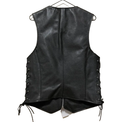 Mens Skeleton Black Leather Vest
