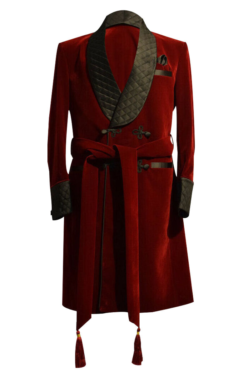 Men’s luxury velvet smoking coat with satin lapel – holiday formalwear by Arna Luxe
