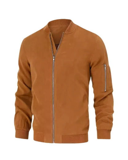 Men Suede Bomber Varsity Flight Casual Jacket