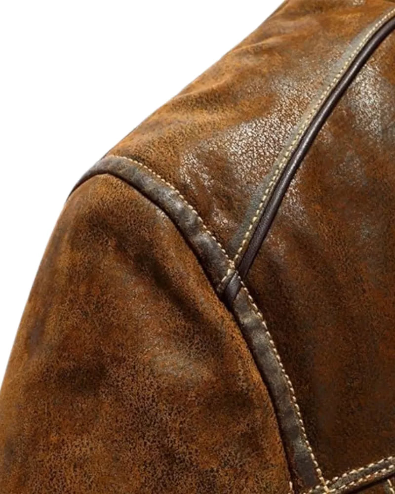 Men’s Vintage Standing Collar Brown Winter Coat