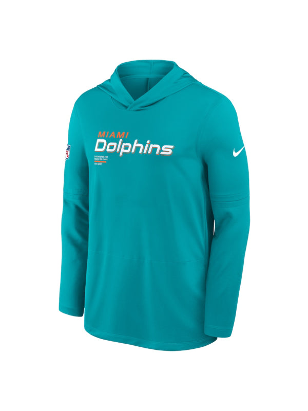 Miami Dolphins Sideline Performance Long Sleeve Hoodie T-Shirt