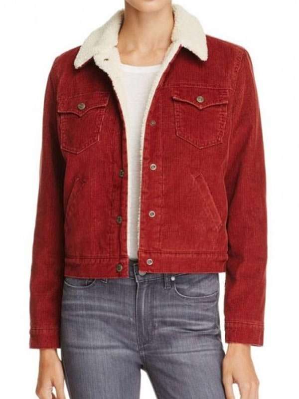 Nancy Wheeler Red Corduroy Jacket – Stranger Things Shearling Collar