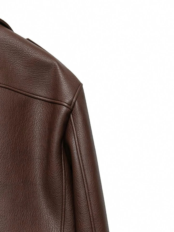 Brown leather jacket on a white background