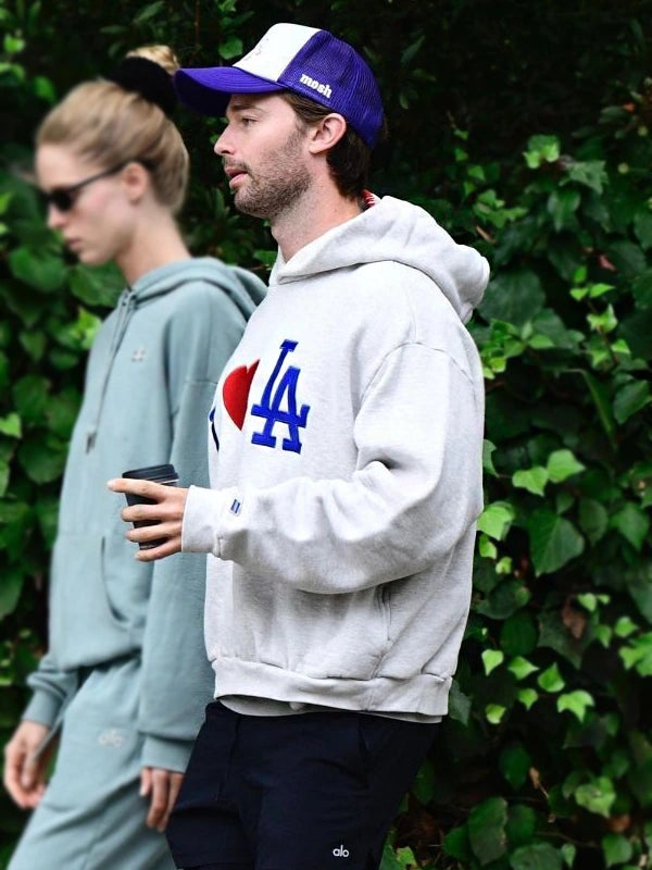 oversized grey hoodie limited collab los angeles street style