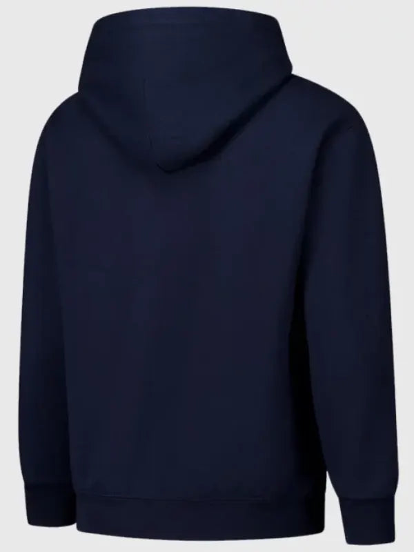 navy pullover hoodie streetwear look