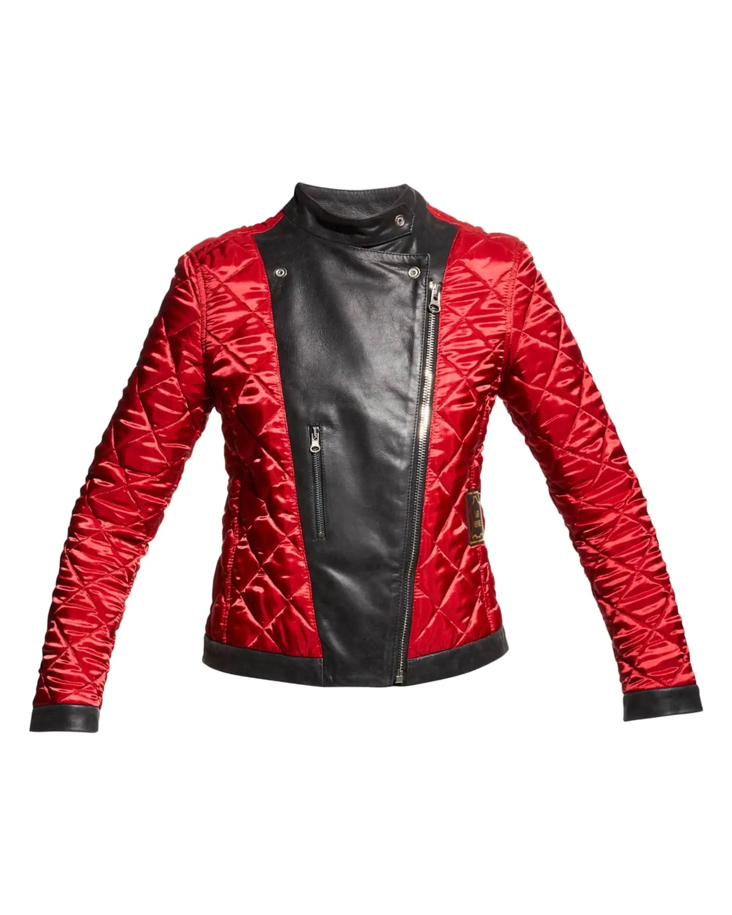 “Women’s Quilted Red Satin Jacket – Sporty Bomber Jacket by Arna Luxe for Streetwear, Casual, and Winter Fashion”