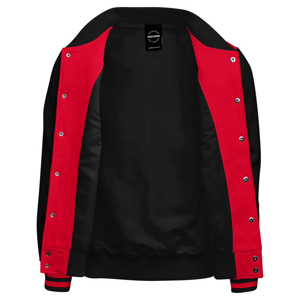 Casual Red and Black Varsity Jacket